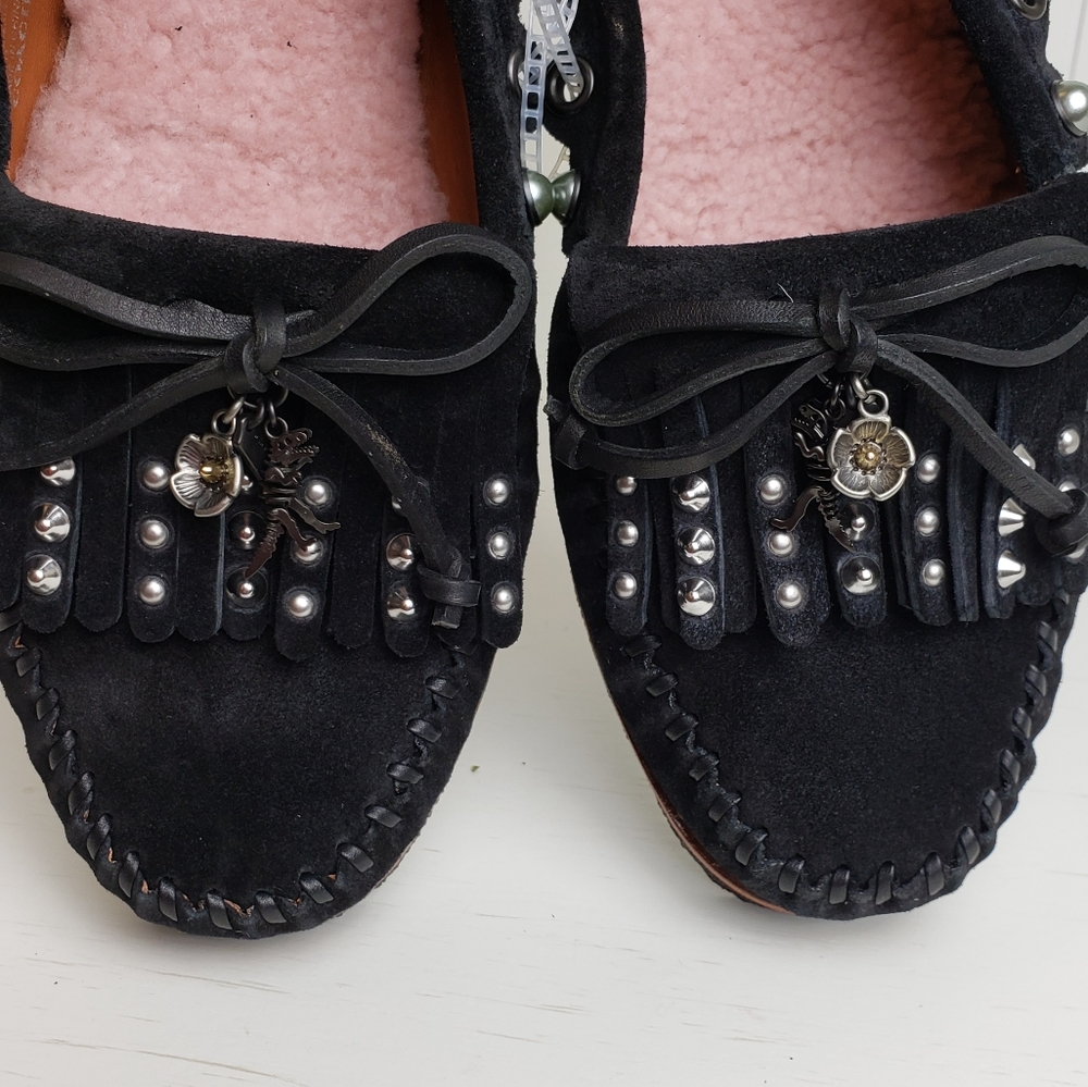 NEW Black Coach Roccasin Slip On With Sheep Fur - Picture 10 of 14